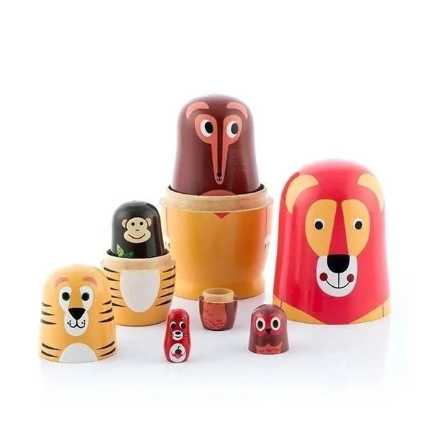 Poupées gigognes - Non spécifié - Animaux en bois - 6 figurines - Design Montessori - Multicolore-0