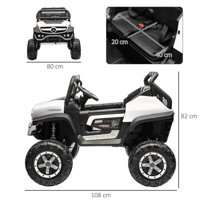 Voiture électrique pour enfants - HOMCOM - Mercedes-Benz Unimog - avec télécommande, roues suspendues, klaxons, lumières, musique-3