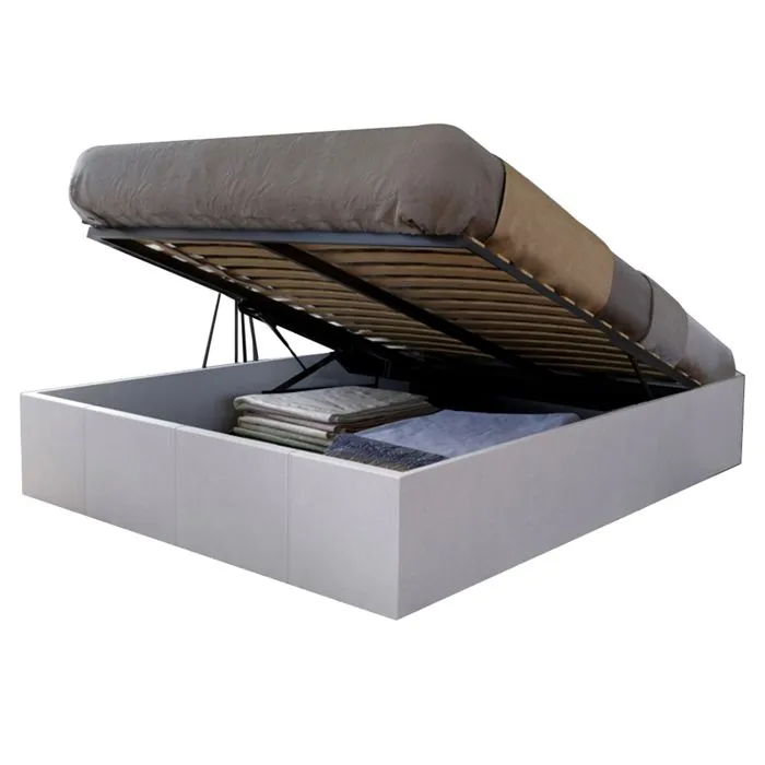Lit coffre - WEBER INDUSTRIES - TORINO - 140x190 cm - Blanc - Sommier à lattes multiplis-1