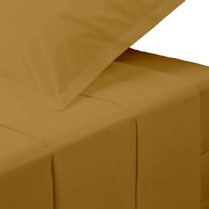 Drap Plat 2 Personnes "Percale" 240x290cm Mordoré-0