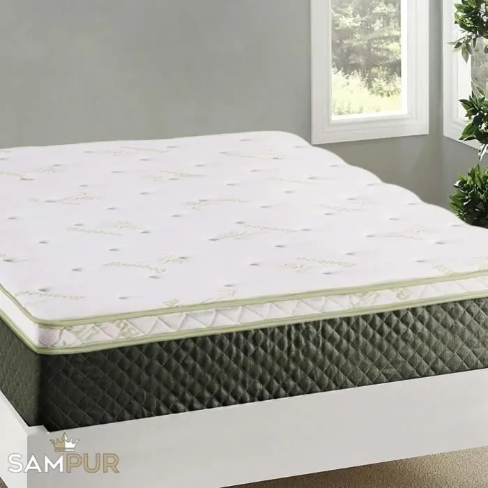 Surmatelas Bambou Soft 90x190 Sampur | Épaisseur 8 cm | Mémoire de Forme | Mousse Haute Résilience | Confort Équilibré et Tonique-1