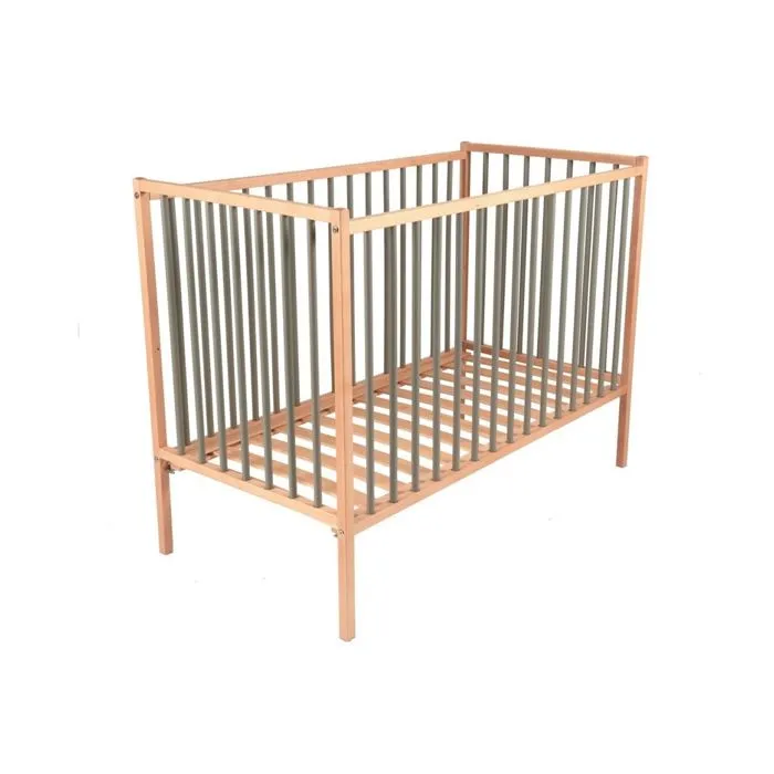 Lit bébé évolutif en bois bicolore gris - Combelle Rémi 60x120cm-2