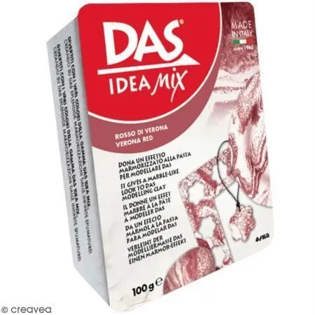 Pâte autodurcissante DAS MIX à mélanger - Effet marbré - Rouge vérone - 100 g - Giotto-0