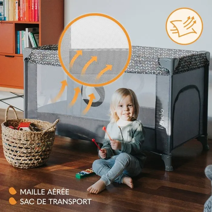 Lit parapluie compact 2en1 LIONELO Stefi - Parc bébé - 0-36 mois - Sac de Transport - Pliage Rapide - 2 x Roulettes - Beige-1