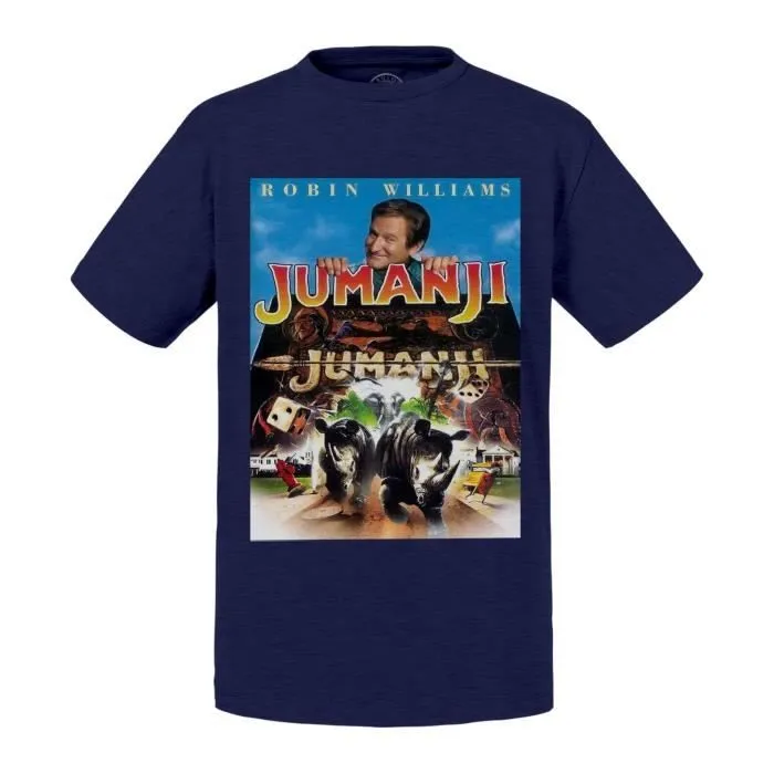 T-shirt Enfant Bleu Jumanji Robin Williams Film Aventure-0