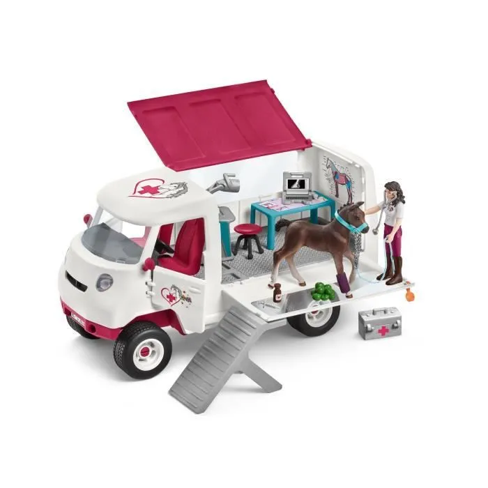 Vétérinaire Mobile, coffret de jeu avec 1 personnage, 1 Poulain Hanovrien schleich, Schleich 42439 Horse Club, Dès 5 ans-1