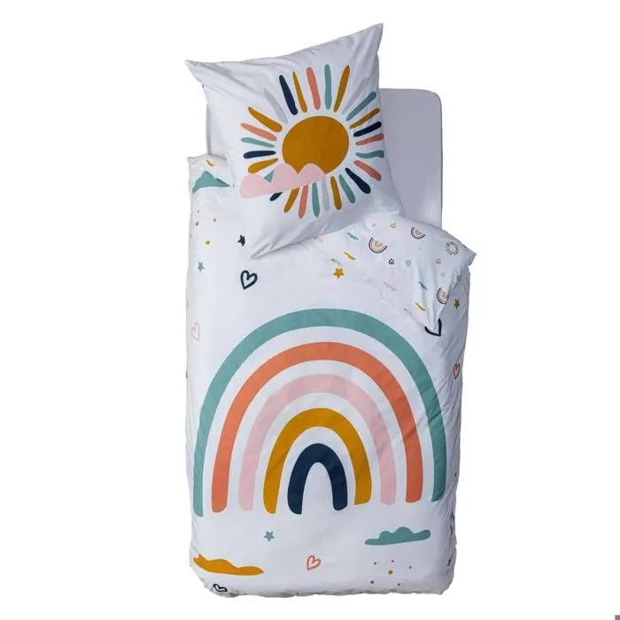 Atmosphera Kids - Parure de lit enfant Arc en ciel - 100% coton 57 fils - 140 x 200 cm-0