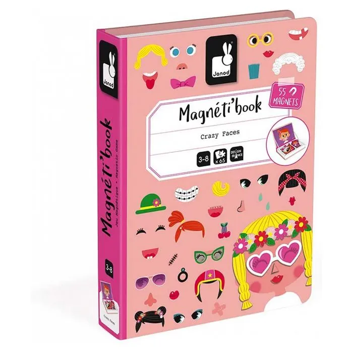 Jeu éducatif magnétique JANOD Magnéti'book Crazy Faces fille - 55 magnets - Dès 3 Ans-2