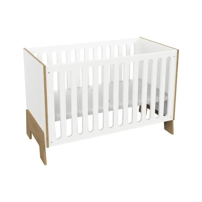 Lit Bebe 60x120 Blanc - Chene-1