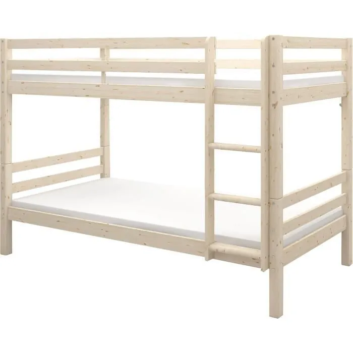 Lits superposés séparables enfant - 2x90x190 cm - Pin massif naturel - Sommier inclus - ANDO-0