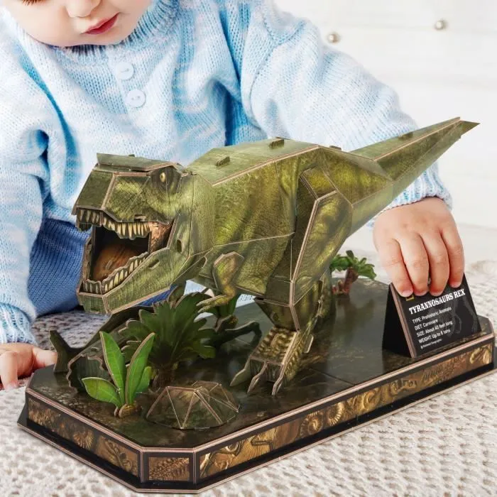 Puzzle 3D Dinosaure T-Rex National Geographic, 52 pièces pour une aventure paléontologique, Idée Cadeau Noël Anniversaire, APD 8 Ans-1