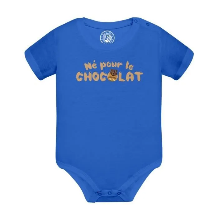 Body Bébé Manche Courte Bleu Né Pour le Chocolat Blague Humour-0