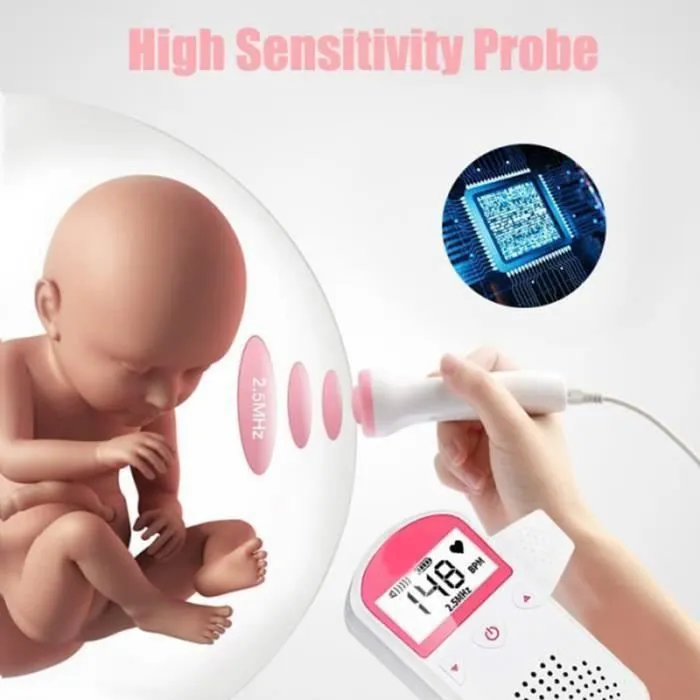 Moniteur de fréquence cardiaque fœtal LEMONDA - Doppler Baby Prénatal Sonar - Rose - Numérique-2