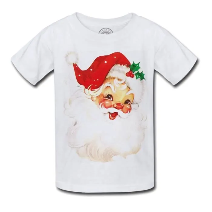 T-shirt Enfant Dessin Pere Noel Houx Vintage Retro Santa Claus 50's-0