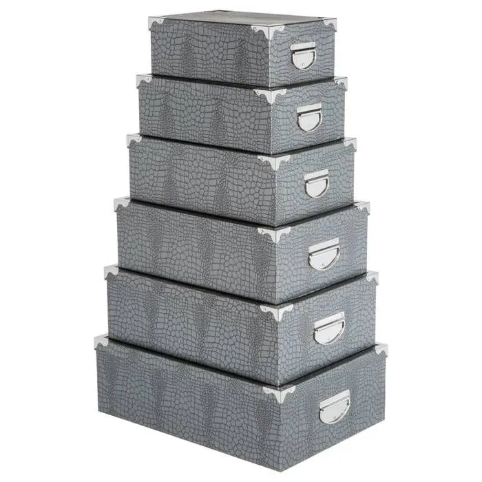5five - 6 boîtes coin métal "croco" gris-1