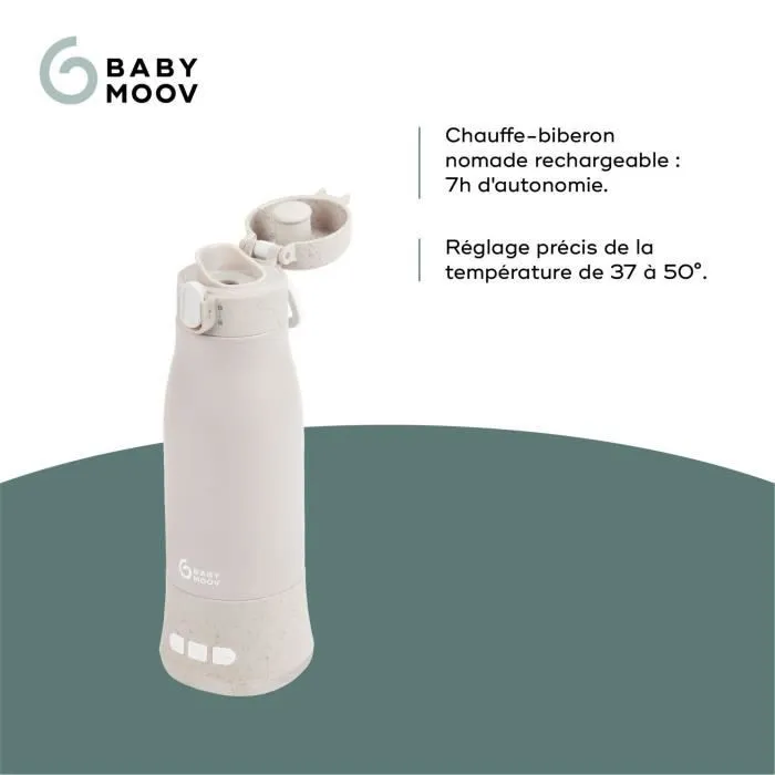 Chauffe-biberon nomade Moov & Feed - BABYMOOV - 340ml - minéral beige - Réglage température - Maintien chaud-2