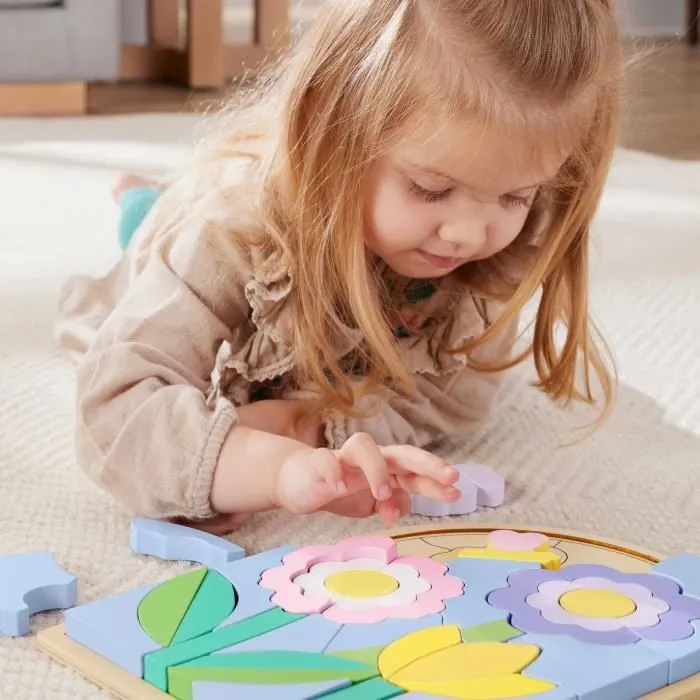 Fisher-Price-Puzzle Fleurs en Bois-Puzzle 37 pièces pour la maternelle HXT97-2
