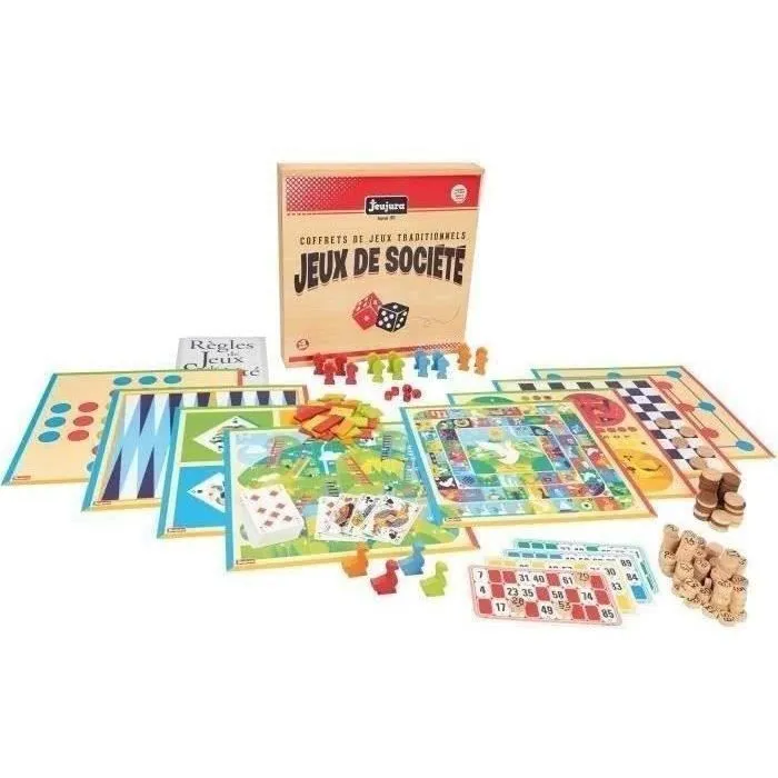 JEUJURA Coffret de Jeux de société traditionnels - Coffret en bois-0