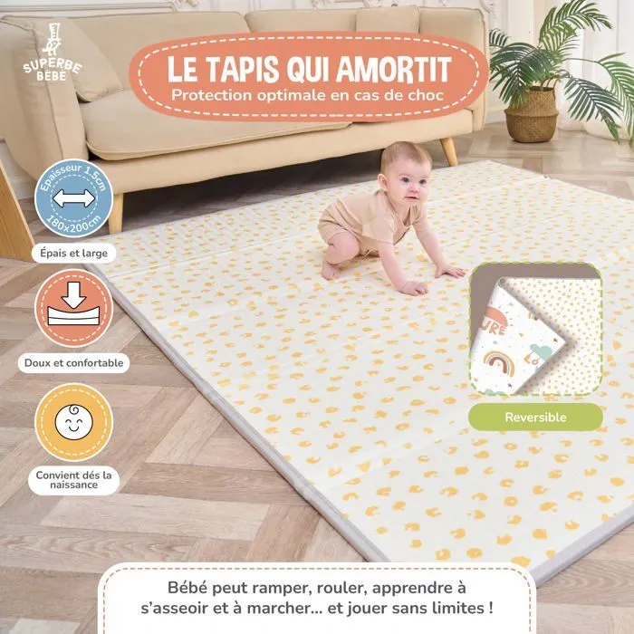 Tapis d'éveil pour bébés et enfants - 180x200x1,5cm - PURE BIG LOVE | SUPERBE BEBE-1