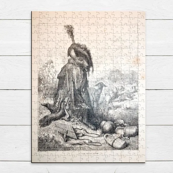 Puzzle Classique 280 pièces Le Loup Devenu Berger Fable LaFontaine Gustave Dore Gravure-3