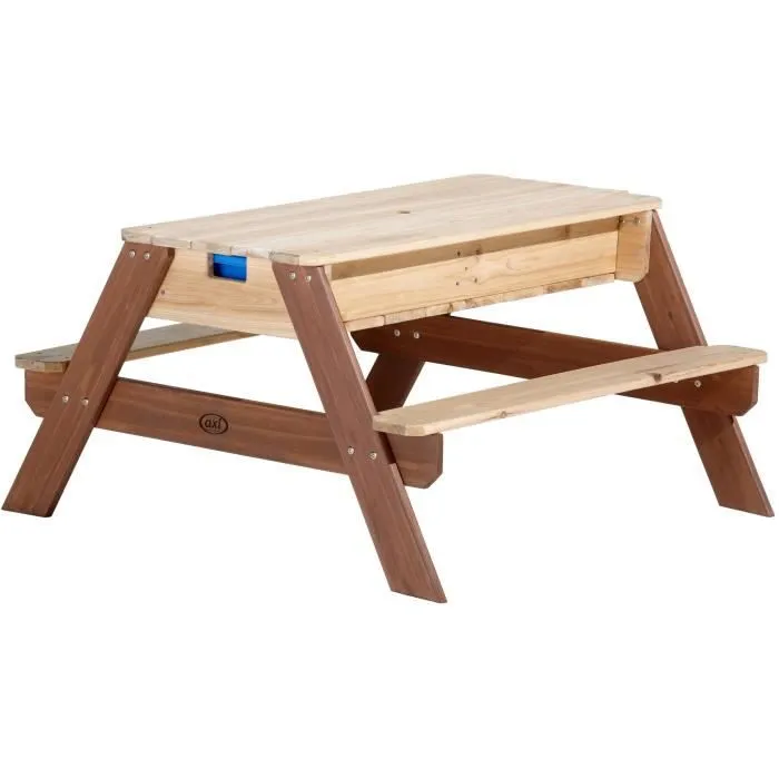 Table de pique-nique AXI Nick en cèdre tropical avec bacs de rangement et parasol-3