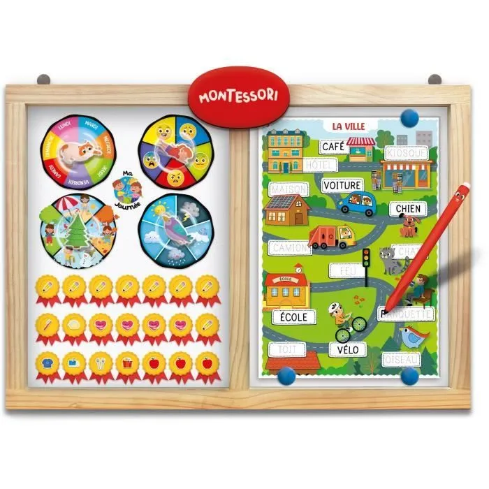 Tableau éducatif - LISCIANI - Montessori Pen - Super école - Activités journalières - Roue des émotions - Écriture Montessori-1