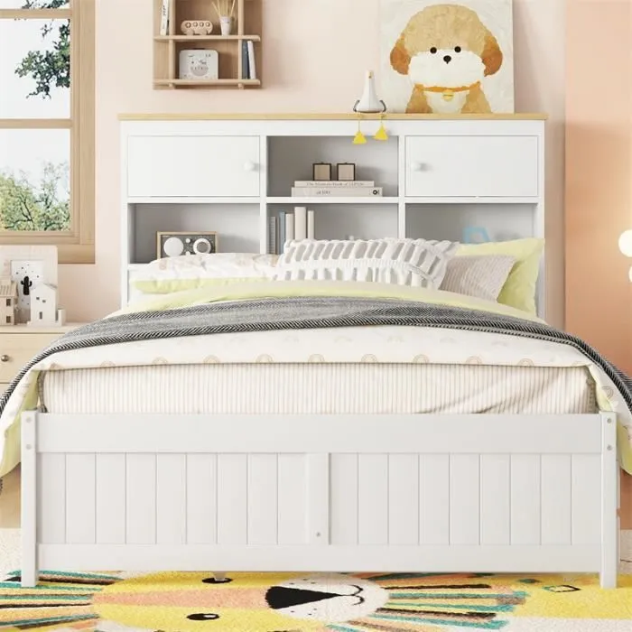 Lit gigogne - DREAMMESPACE - 140x200cm + 90x190cm - 3 tiroirs - Bois de pin - Blanc-1