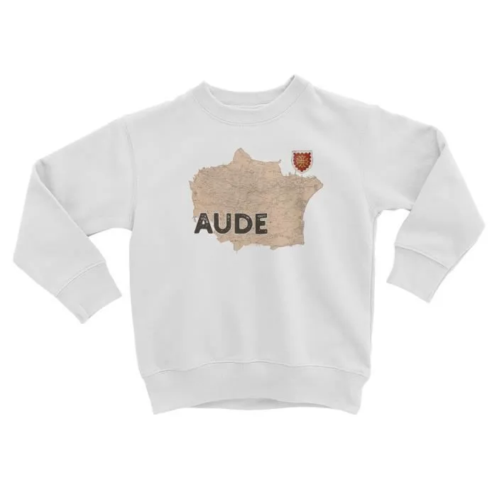 Sweatshirt Enfant Aude 11 Departement Carcassonne Carte Ancienne Occitanie-0