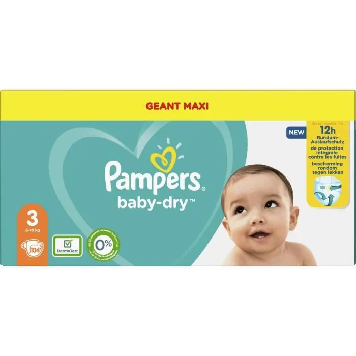 Pampers Baby-Dry Taille 3, 104 Couches-3