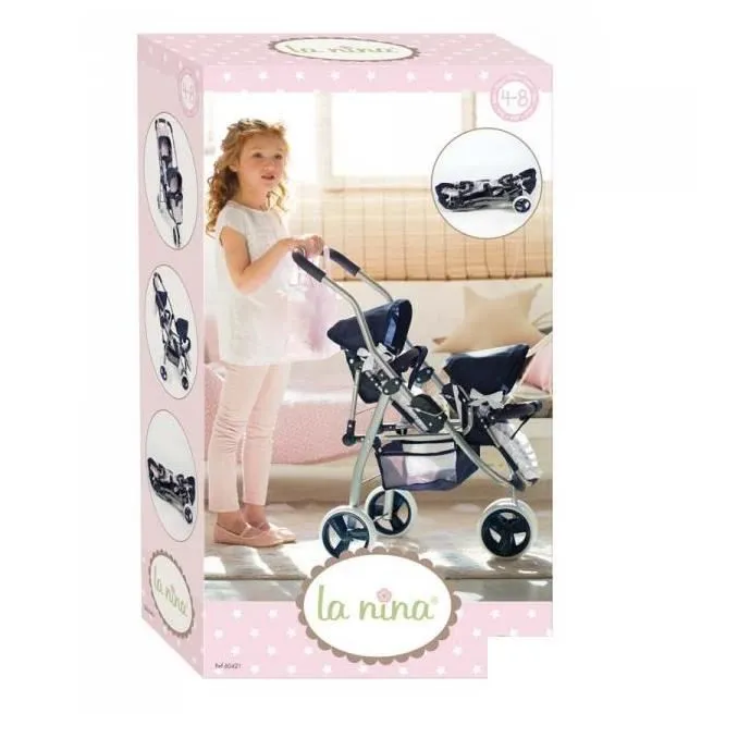 Poussette Double pour Poupée La Nina Réf 60421 Bleu Rose - Jouet pour Enfant de 3 Ans et Plus-2