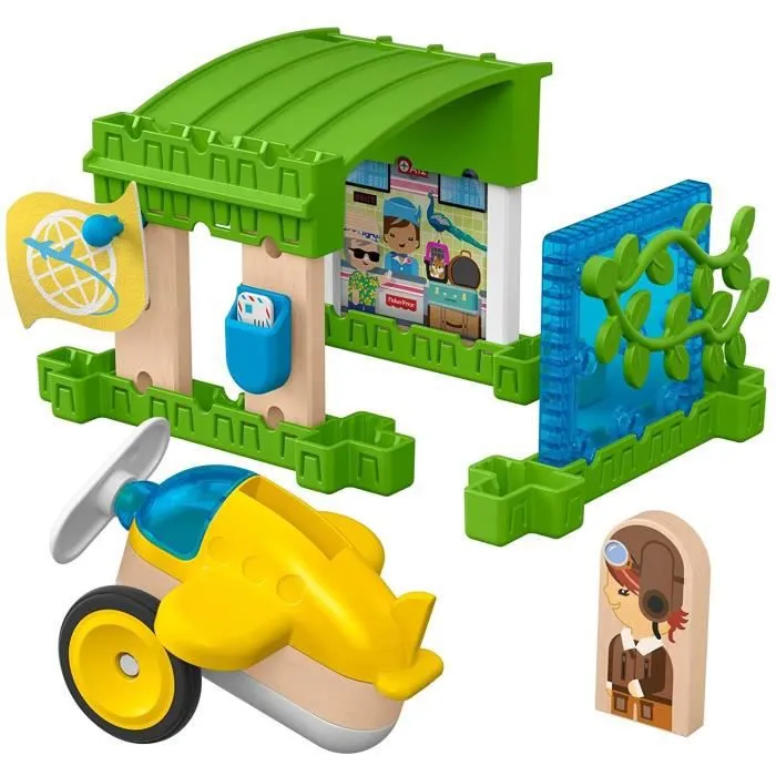 Fisher-Price® Jeu de construction hangar avion Wonder Makers bois-0