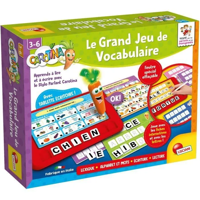 Jeu éducatif - LISCIANI - Carotina - Stylo parlant - Grand jeu vocabulaire - Alphabet interactif - Dès 3 ans-0