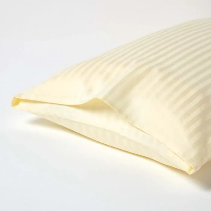 Taie d'oreiller en satin de coton égyptien Jaune pastel 330 fils 50 x 75 cm-2