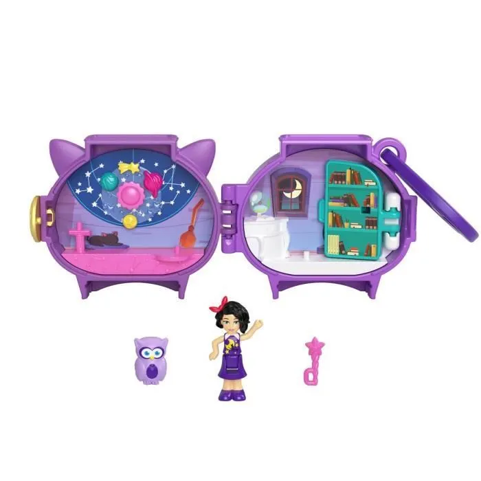 Polly Pocket Pet Connects - Owl Micro Playset - Figurine + animal + accessoire-1