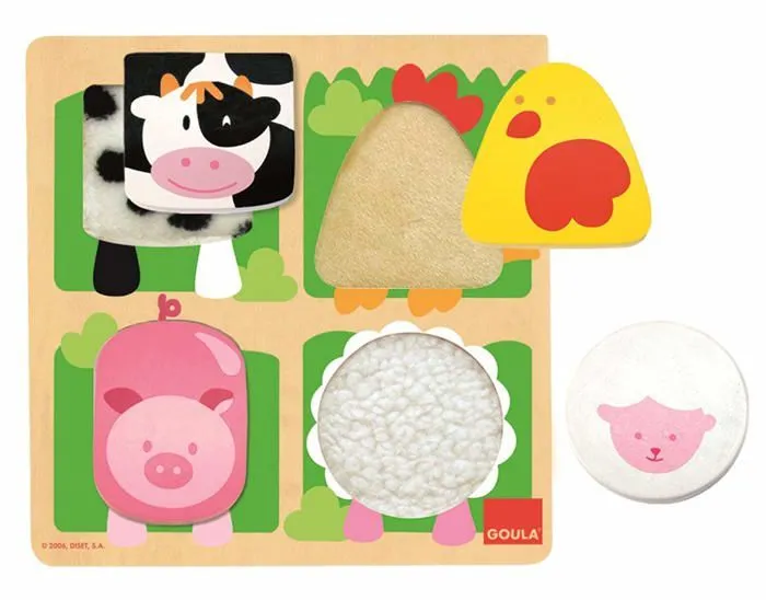 Puzzle en bois éducatif - GOULA - Animaux - 4 pièces - Mixte - A partir de 12 mois-1