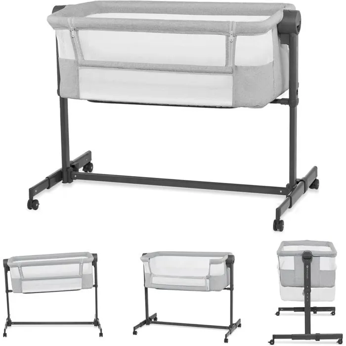 Lit d’appoint 2 en 1 NESTE UP 2 - KINDERKRAFT - Gris - Autonome - 5 niveaux de hauteur - Matelas inclus-1