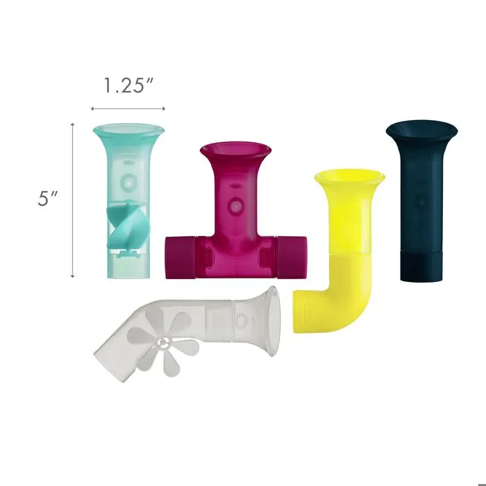 Tubes - 5 tuyaux ventouse avec accessoires couleurs fortes pour le bain-0