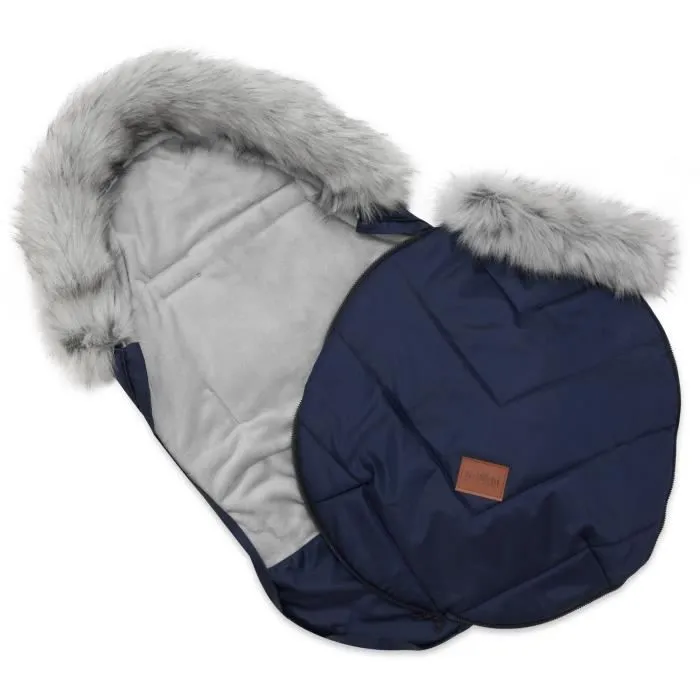 Bellochi Chanceliere Universelle pour Poussette - Capuche Réglable et Col Fourrure Amovible - Bleu-2