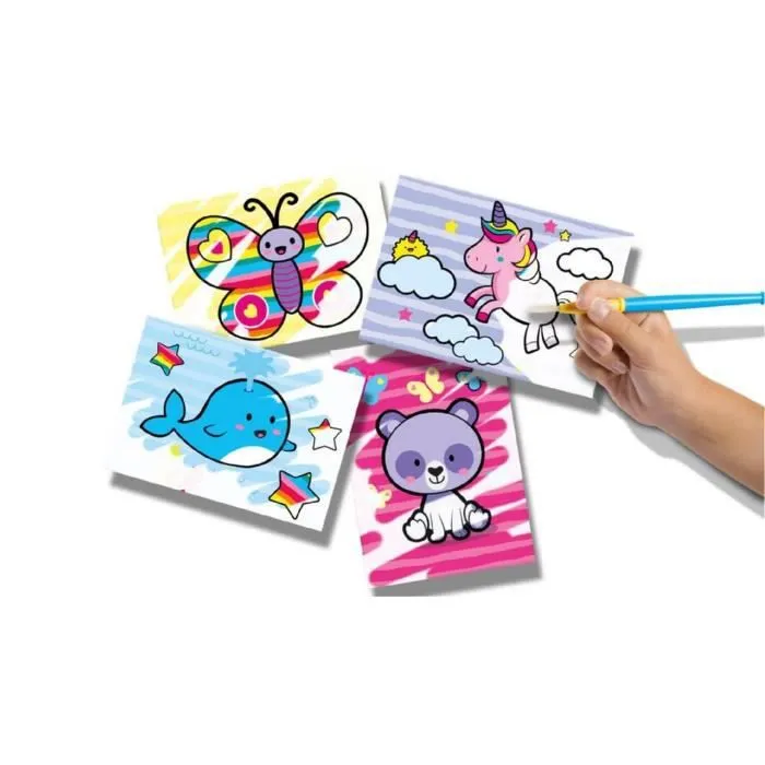 Coloriage à l'eau - SES CREATIVE - Animaux fantastiques - Jouet - 4 cartes de peinture magique - Pinceau-1