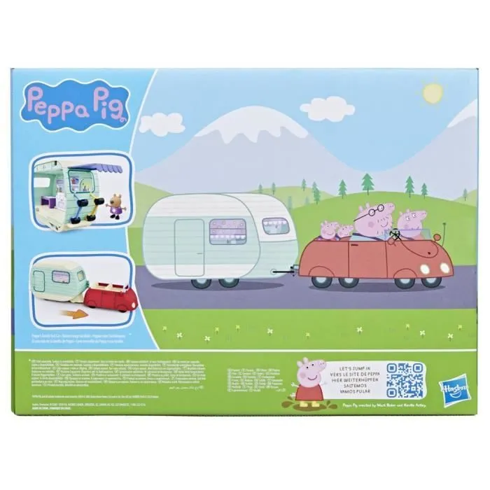 Peppa Pig, La caravane de Peppa avec 3 figurines et 6 accessoires, jouets préscolaires pour filles et garçons, à partir de 3 ans-5