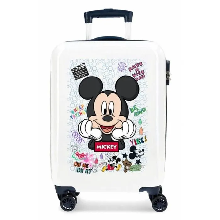 Valise enfant - Disney - Valise cabine Mickey "Be Cool" - 55 x 38 x 20 cm - Blanc-0
