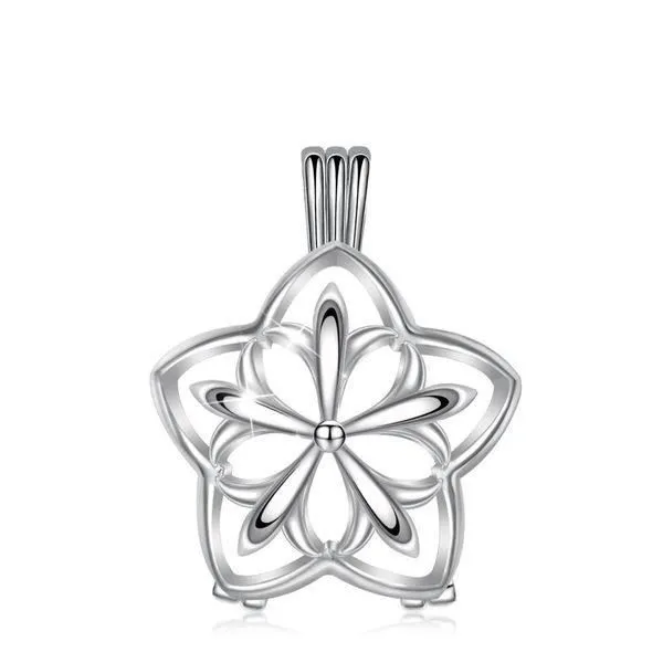 Collier Bola de grossesse fleur étoilée boule blanche-2