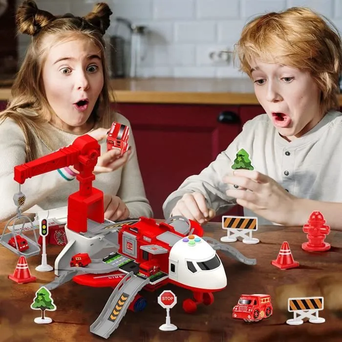 Jouets d'avion pour garçons et filles, Jouets pour tout-petits pour le transport d'avions cargo avec lumières et musique-3