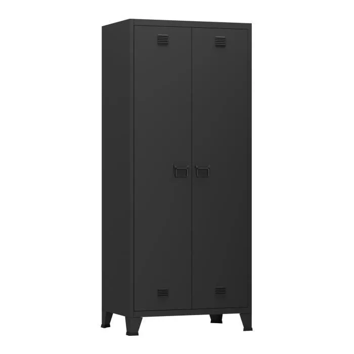 Armoire de chambre Hankasalmi acier 180 x 90 x 40 cm noir-3