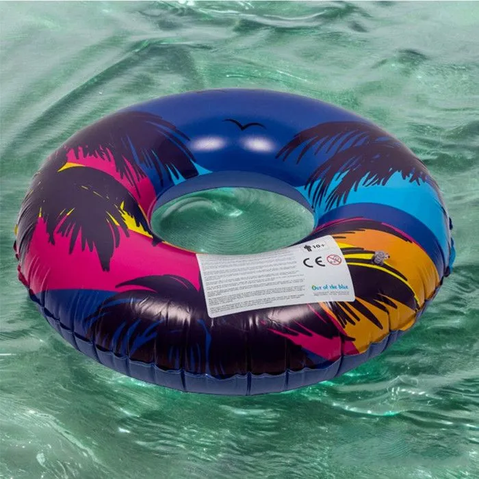 Bouée Gonflable - PALMBUOY - Rétro Design Palmier et Sunset - 90 cm - PVC Durable - Mixte-1