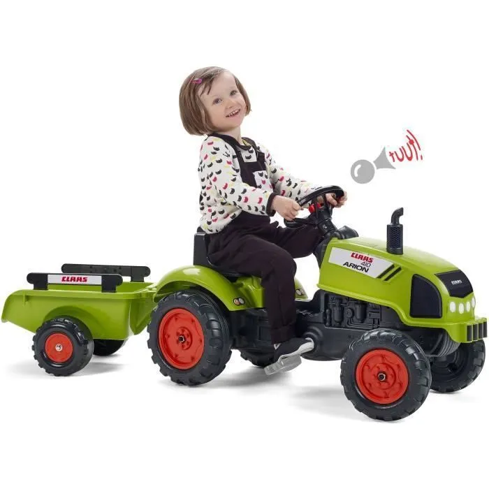 Tracteur avec remorque et capot ouvrant - FALK - Class - Dès 2 ans - 100% Fabriqué en France - 75% de plastique recyclé-1