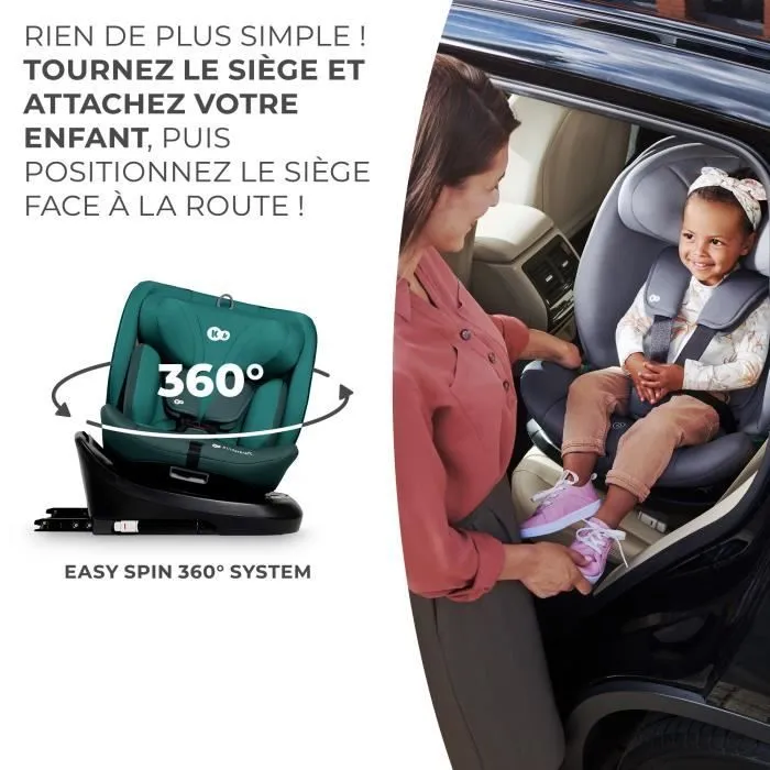 Siège auto I-size 40-150 cm - KINDERKRAFT I-GROW - Siège pivotant 360 - Base intégrée avec isofix - Appui-tête réglable - Vert-2