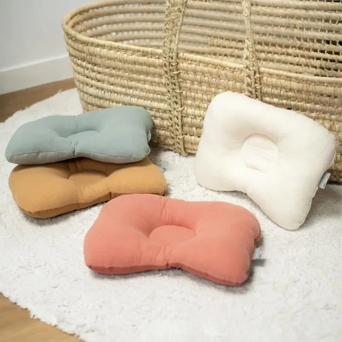Coussin cale-tête ergonomique en gaze de coton Blanc 30 cm x 25 cm-3