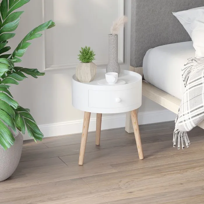 HOMCOM - chevet - Bois - 38x38x45cm - Blanc-1