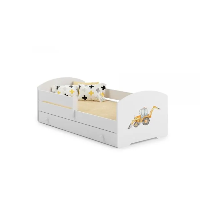 Lit enfant Sam + tiroir de rangement - 160x80cm tracteur - KOBI - Bois - Panneaux de particules - Multicolore-0
